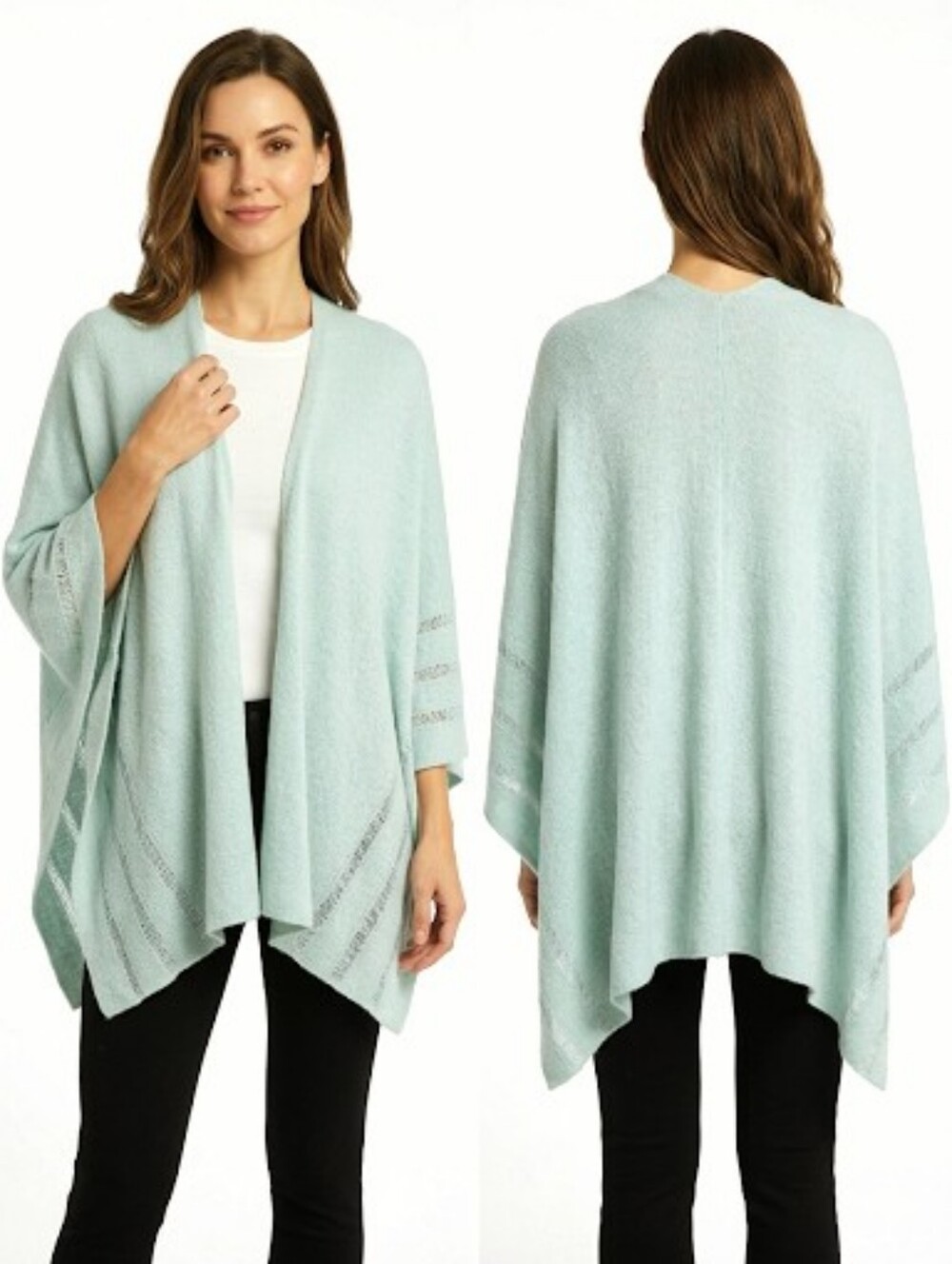 J.McLaughlin Cashmere Clover Green Poncho Cape – One Size NWT
